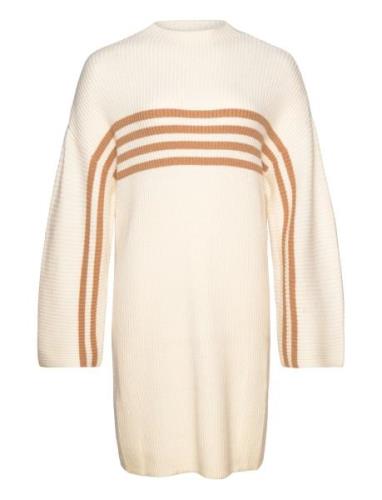 Carkatia Ls Stripe Mockneck Dress Knt Knelang Kjole Cream ONLY Carmako...