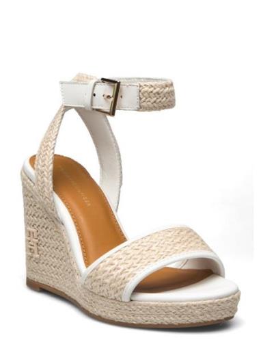 Th Rope High Wedge Sandal Sandal Med Hæl Espadrilles Cream Tommy Hilfi...