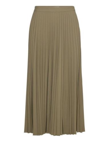 Pleated Long Skirt Knelangt Skjørt Green Mango