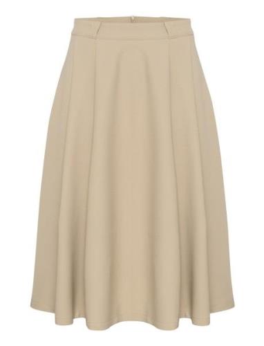 Meganmw Skirt Knelangt Skjørt Beige My Essential Wardrobe