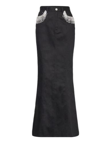 Twill Maxi Skirt Langt Skjørt Black ROTATE Birger Christensen