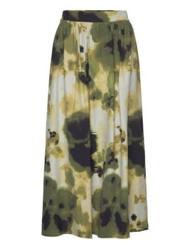 Mschdaniella Diena Skirt Aop Knelangt Skjørt Khaki Green MSCH Copenhag...