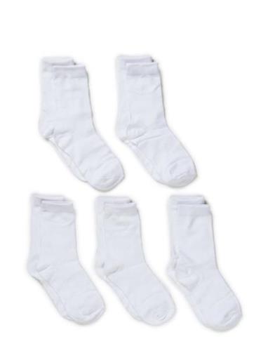 5-Pack Socks, Single Colour Sokker Strømper White Melton