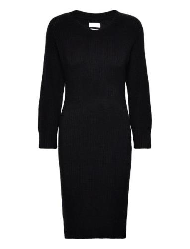 Evelyn Knit Dress Knelang Kjole Black Creative Collective