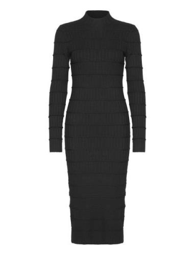 Vmlucky Ls Highneck Calf Dress Ga Boo Knelang Kjole Black Vero Moda