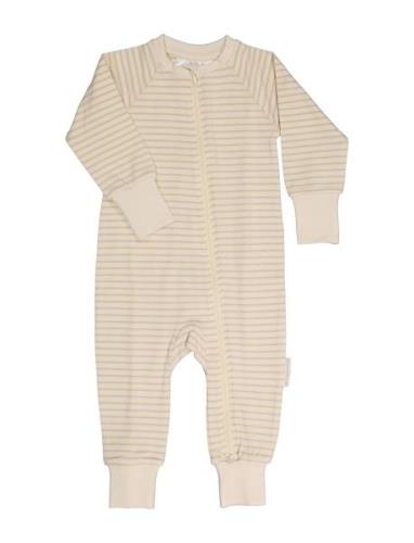 Two Way Zip - Pyjamas Classic Pyjamas Sie Jumpsuit Beige Geggamoja