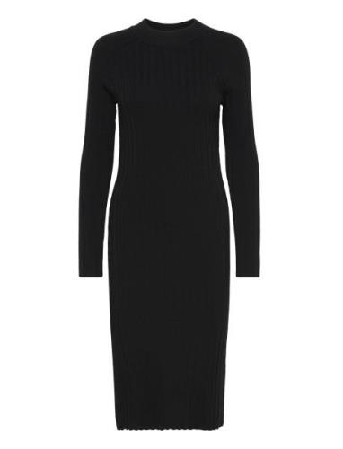 Yaseloni Ls Midi Knit Dress S. Knelang Kjole Black YAS