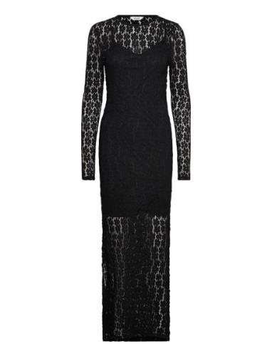 Vmivania Ls O-Neck Ankle Lace Dress Vma Maxikjole Festkjole Black Vero...