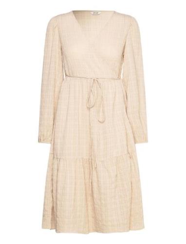 Vmilisa Ls Calf V-Neck Dress Vma Knelang Kjole Cream Vero Moda