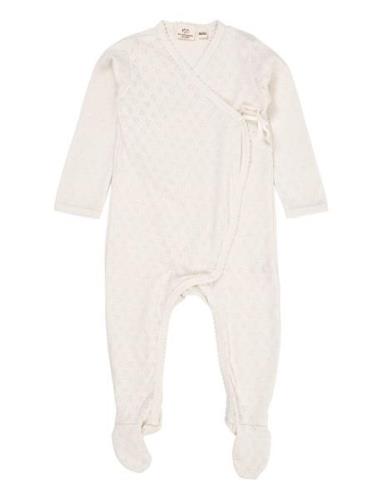 Pointelle Cross-Over Full Body Langermet Bodysuit Cream Copenhagen Col...