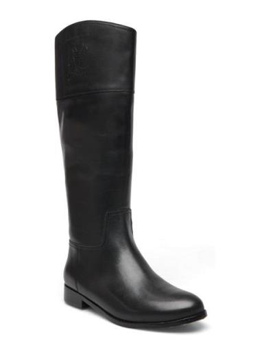 Justine Burnished Leather Riding Boot Høye Støvletter Black Lauren Ral...