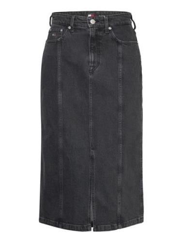 Claire Hgh Midi Skirt Ah7185 Knelangt Skjørt Black Tommy Jeans