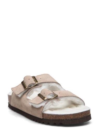 Sl Josephine Suede Dark Beige Flate Sandaler Beige Scholl