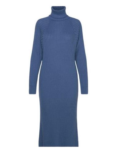 Yasmavi Knit Midi Rollneck Dress Noos Knelang Kjole Blue YAS