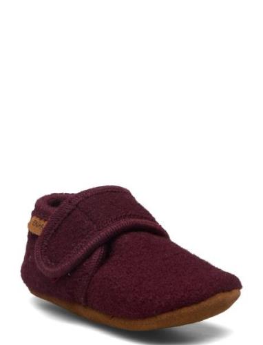 Baby Wool Slippers Tøfler Innesko Burgundy En Fant