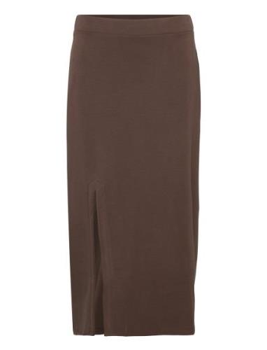 Ellemw Skirt Knelangt Skjørt Brown My Essential Wardrobe