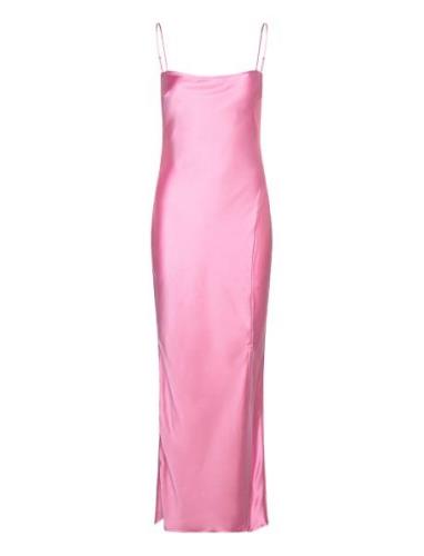 Satin Dress Knelang Kjole Pink Gina Tricot