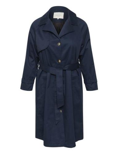 Kcelisa Trenchcoat Trench Coat Kåpe Navy Kaffe Curve