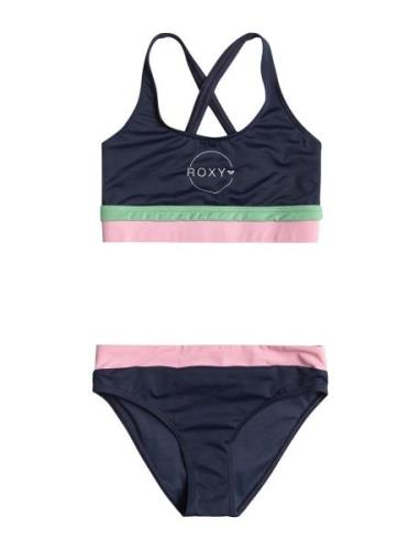 Ilacabo Active Crop Top Set Bikini Navy Roxy