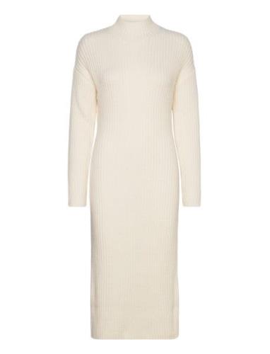 Knitted Turtleneck Dress Knelang Kjole White Gina Tricot