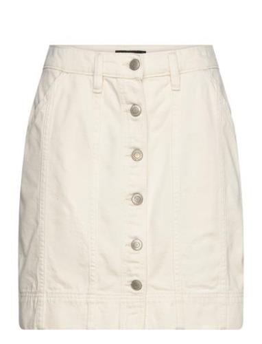 Denim Pencil Miniskirt Kort Skjørt Cream Lauren Ralph Lauren