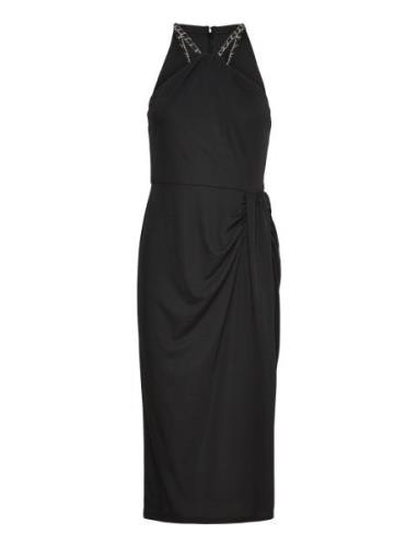 Stretch Jersey Halter Dress Knelang Kjole Black Lauren Ralph Lauren