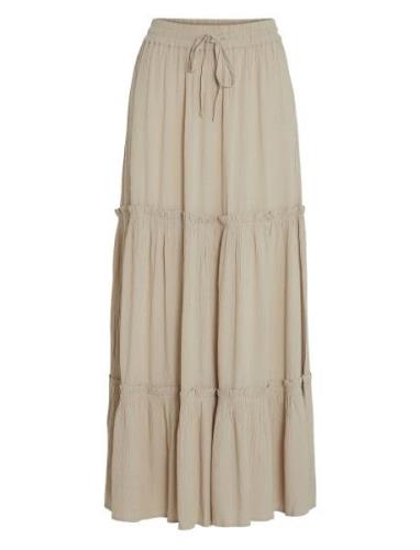 Vimesa Hw Long Skirt/Su/Ft/Ka Langt Skjørt Beige Vila