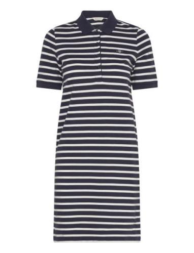 Striped Shield Ss Pique Polo Dress Kort Kjole Blue GANT