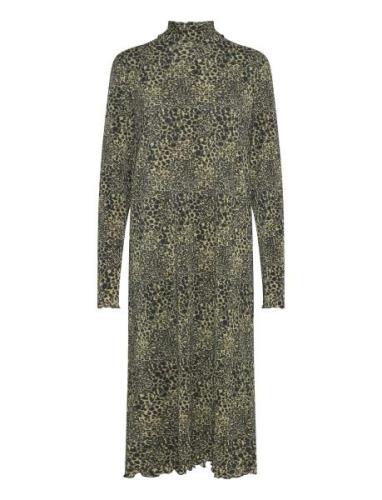 Luno Halto Dress Aop Knelang Kjole Khaki Green Mads Nørgaard