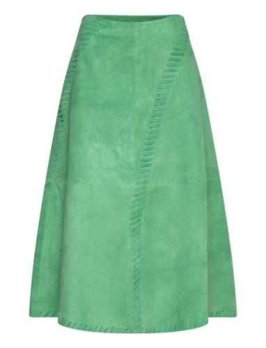 Nalyh Suede Skirt Knelangt Skjørt Green Hosbjerg