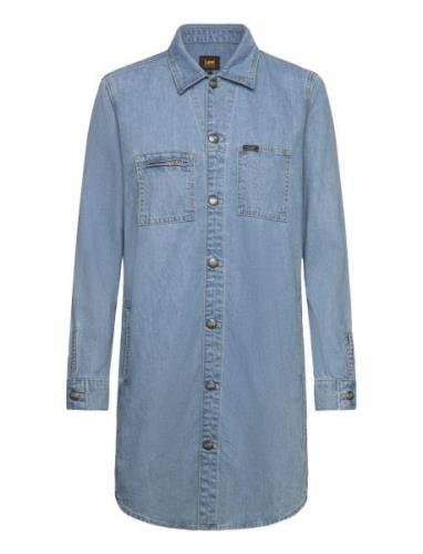 Unionall Shirt Dress Kort Kjole Blue Lee Jeans