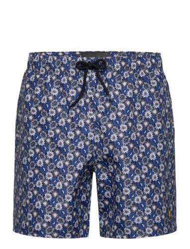 Floral Print Resort Swim Shorts Badeshorts Navy Lyle & Scott