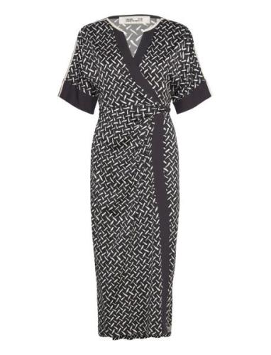 Dvf Dorothea Dress Knelang Kjole Black Diane Von Furstenberg