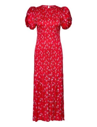 Printed Puff Sleeve Dress Maxikjole Festkjole Red ROTATE Birger Christ...