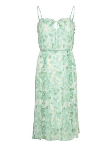 Recycled Chiffon Strap Dress Knelang Kjole Green Rosemunde