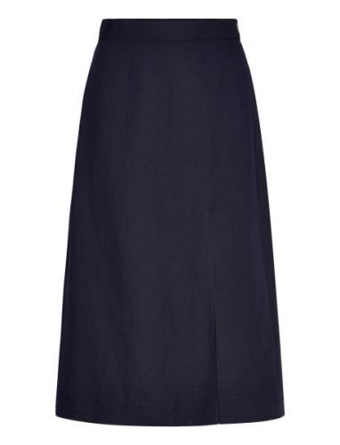 Rel Midi Linen Blend Skirt Knelangt Skjørt Navy GANT