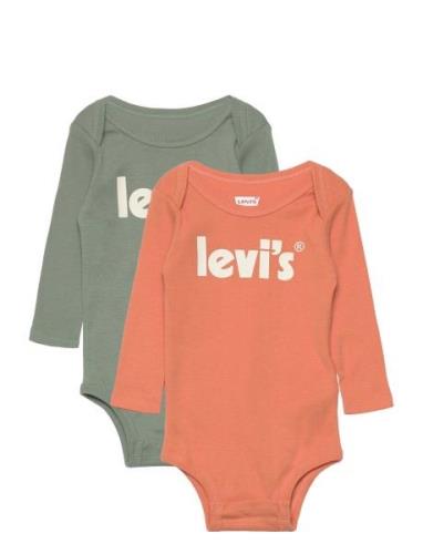 Levi's® Poster Logo Long Sleeve Bodysuit 2-Pack Bodies Long-sleeved Mu...