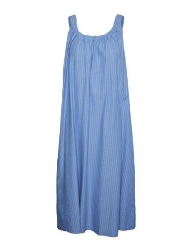 Vmgili Detailed Singlet Dress Wvn Ga Knelang Kjole Blue Vero Moda