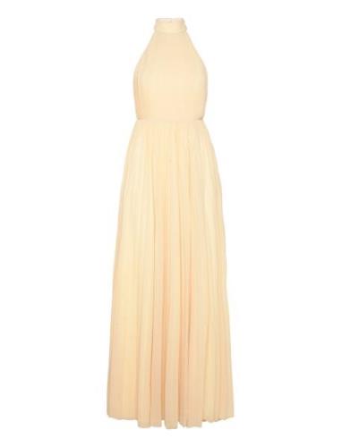 Fionne Pleated Gown Maxikjole Festkjole Yellow Bubbleroom