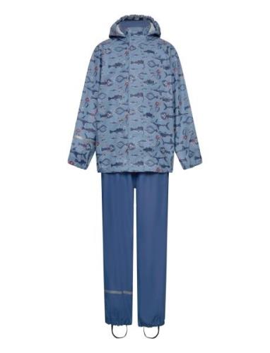 Rainwear Set - Aop Outerwear Rainwear Rainwear Sets Blue CeLaVi