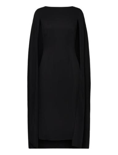 Norah Cape Detail Midi Dress Knelang Kjole Black Malina