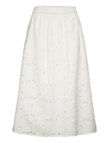 Slkiara Skirt Knelangt Skjørt White Soaked In Luxury