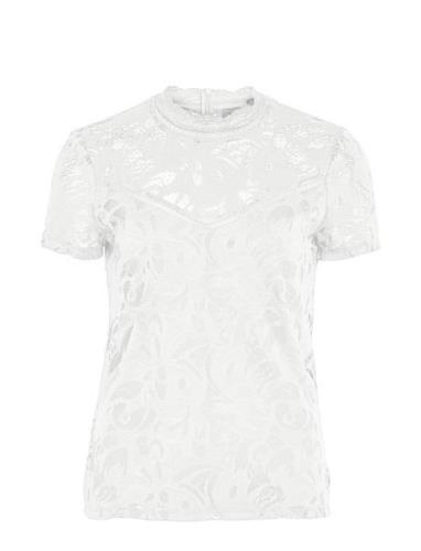 Vistasia Lace S/S Top - Tops T-shirts & Tops Short-sleeved White Vila