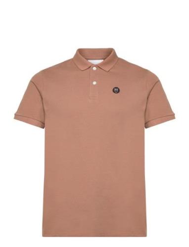 Toke Basic Badge Polo - Gots/Vegan Tops Polos Short-sleeved Brown Know...