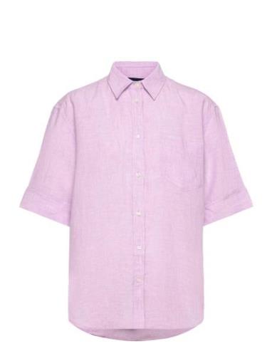 D2. Rel Ss Linen Chambray Shirt Tops Shirts Short-sleeved Purple GANT