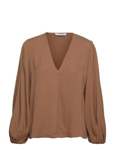 Beth Blouses & Tunics Tops Blouses Long-sleeved Brown IVY OAK