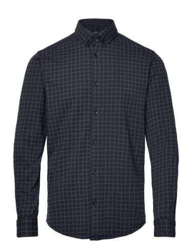 Hudson Aop Stretch Shirt Ls Tops Shirts Casual Navy Clean Cut Copenhag...