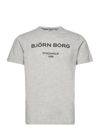 Borg Logo T-Shirt Sport T-shirts Short-sleeved Grey Björn Borg