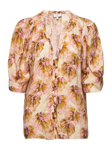 Esmay Palm Leaves Blouse Tops Blouses Short-sleeved Multi/patterned Da...