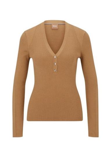 Faramena Tops Knitwear Jumpers Beige BOSS